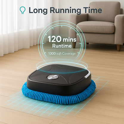منظف الممسحة الروبوتية 2 في 1 للمسح الجاف والرطب - أوتوماتيكي وقابل لإعادة الشحن