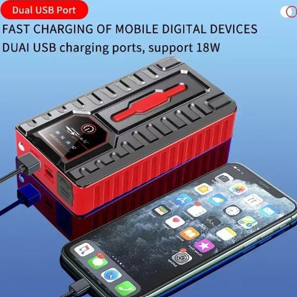 Booster Jumper Starter 12000mAh – Car Jump Starter, Power Bank, LED Flashlight & Air Compressor 🚗🔋